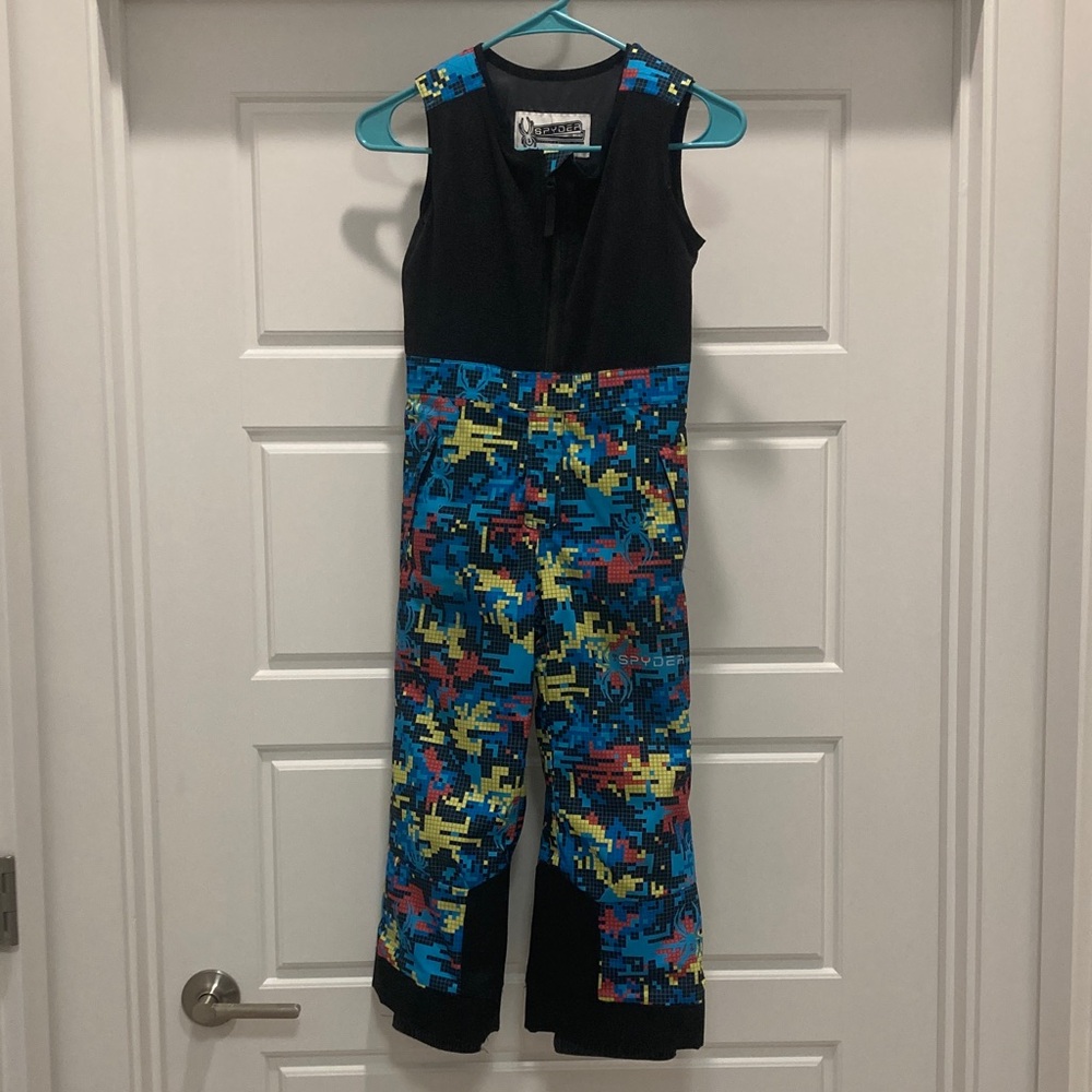 Spyder Kids Overalls in Black and Multicolor Print